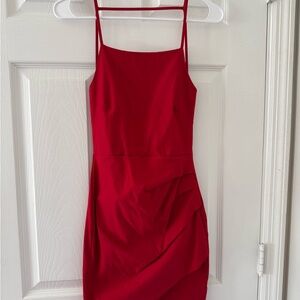 Elegant Red Spaghetti Strap Dress